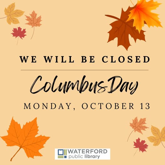 Columbus Day closed sign 2025